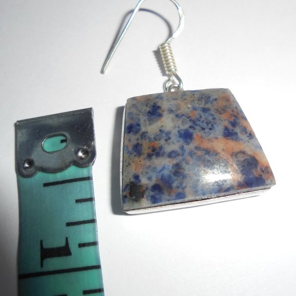 Earrings Sodalite 925 Sterling Silver Jewelry - Picture 5 of 8
